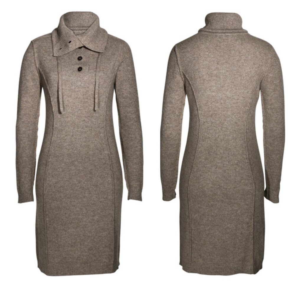 Peruvian Connection Royal Alpaca Wyatt Sweater Dress in Stone Tan